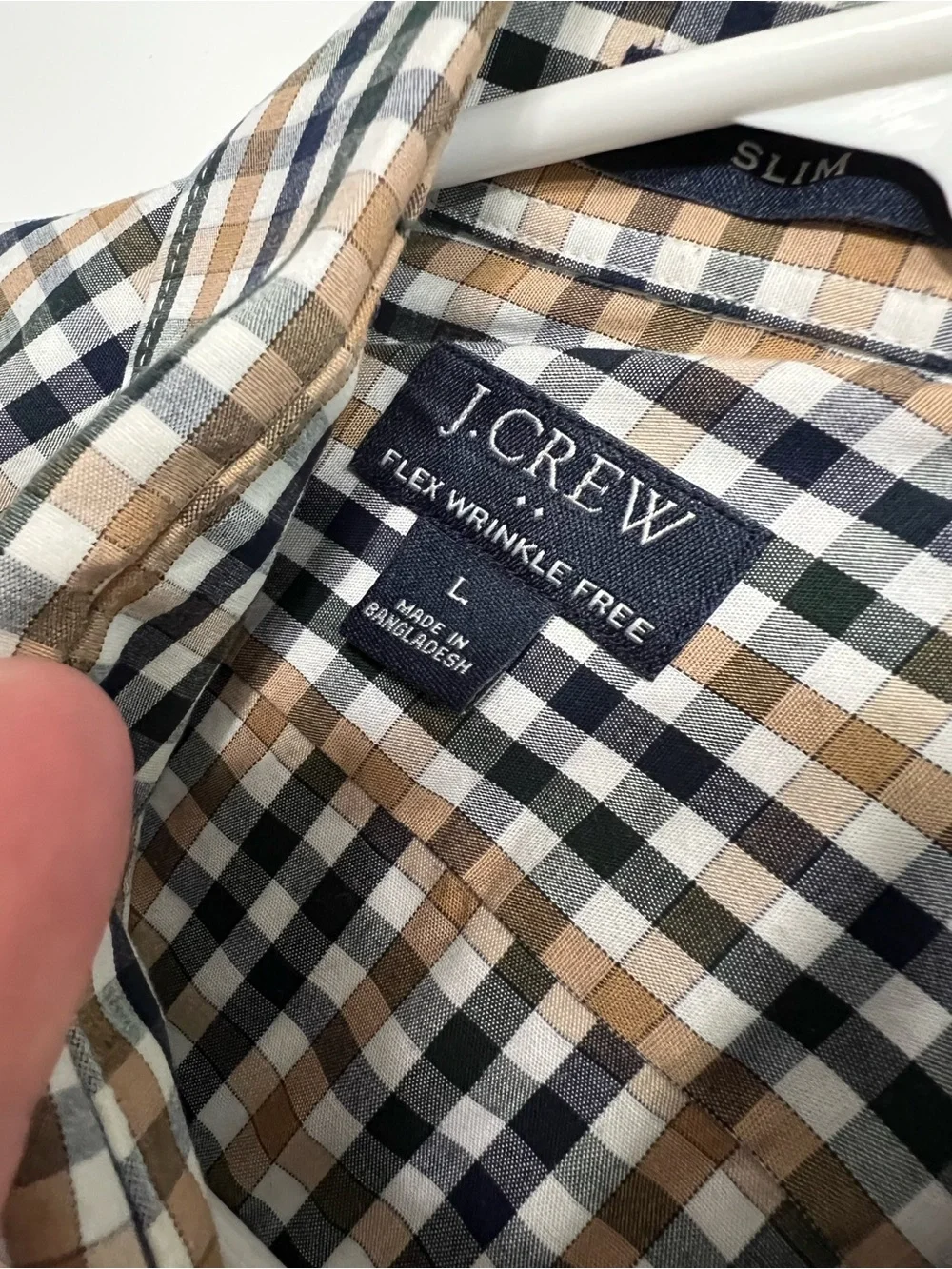 J. Crew Men's Black, Tan and White Plaid Button-Down Shirt